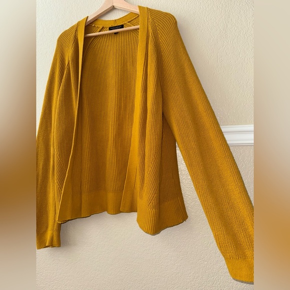 Banana Republic 100% Organic Cotton Slouchy Open Front Cardigan Golden Yellow L - Picture 9 of 13